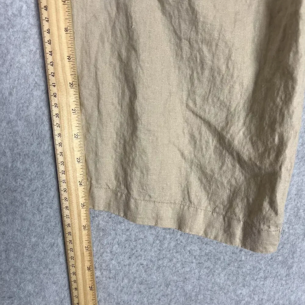 Quince Beige 100% European Linen Cropped High Waisted Pull On Pants Size XL